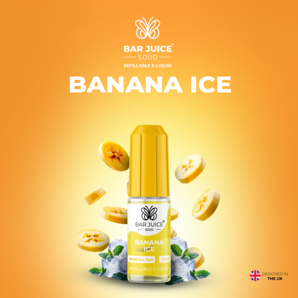 Bar Juice Banana Ice 20mg Nic Salt E-Liquid 10ml bottle.